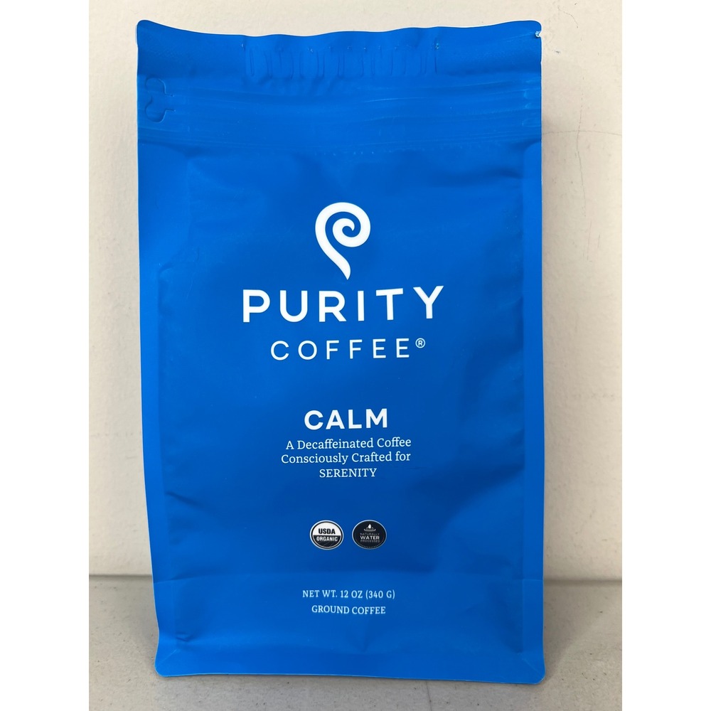 Purity Coffee CALM Ground Decaf 12oz USDA Organic Decaffeinated Coffee NEW